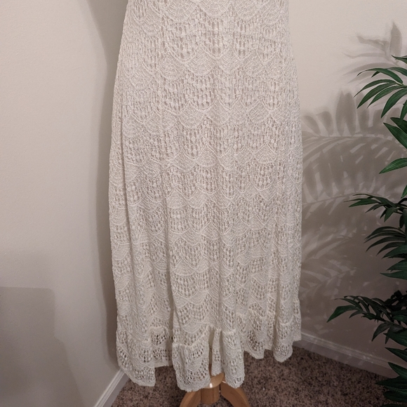 Reba Vintage Lace Boho Embroidered Beaded Cap Sleeve Midi Dress Cream Medium - Picture 5 of 8
